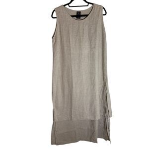 Kaliyana Linen Blend Maxi Tank Dress Layered Lagenlook Size Small Medium Beige